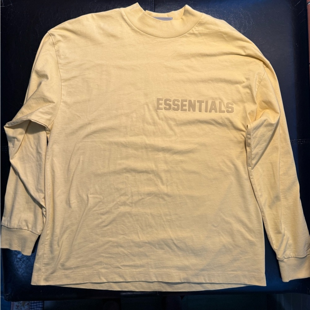 Essentials Men's Soft Yellow Long Sleeve Tee Light Tuscan Size Medium M